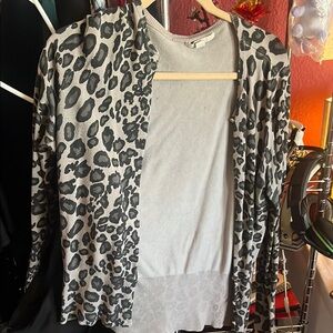 Leopard Print Gray Women's Sweater